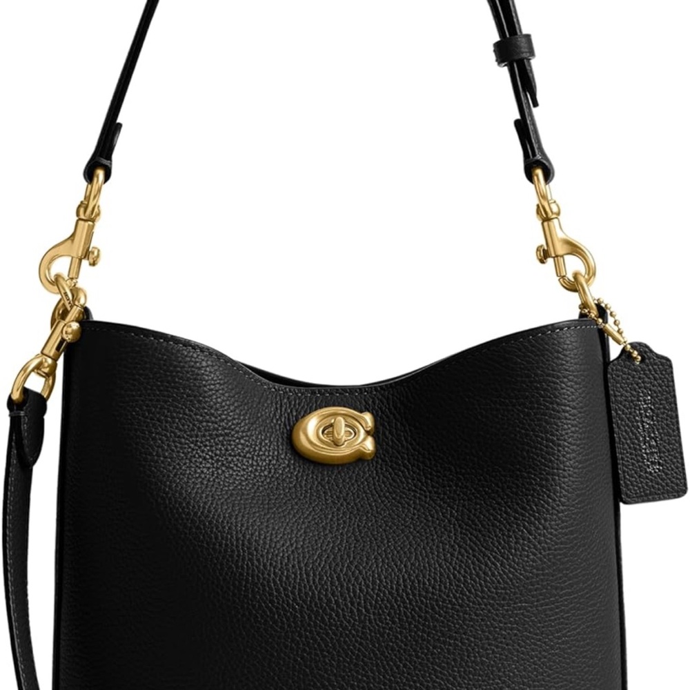 Coach Willow Soft Bucket Bag Handbag 19 in Black Leather Gold Hardware, NWOT